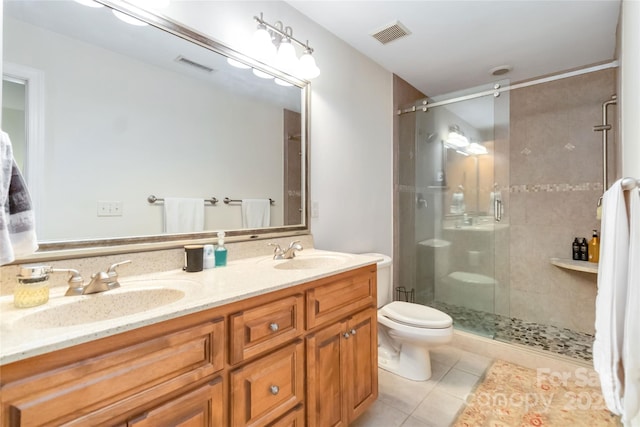 4925 Pageland Hwy, Monroe, NC 28112 - full bath with tile patterned floors, visible vents, a shower stall, and a sink