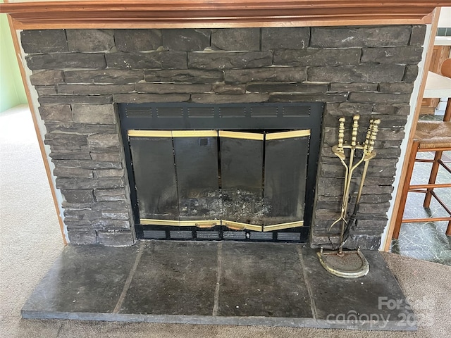 105 Branson Dr, Olin, NC 28660 - interior details with a glass covered fireplace