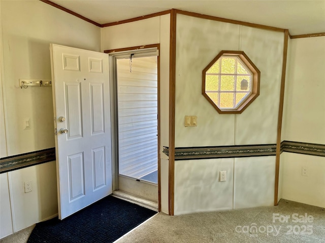 105 Branson Dr, Olin, NC 28660 - carpeted foyer entrance featuring ornamental molding