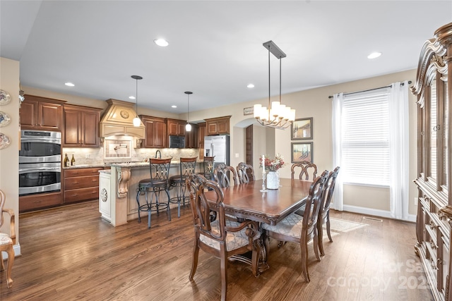 3005 Dream Catcher Cir, Fort Mill, SC 29715 - dining space with an inviting chandelier, visible vents, recessed lighting, and dark wood-type flooring