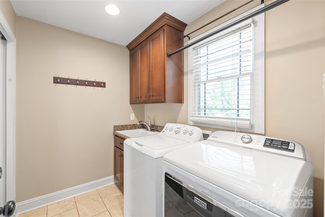 3005 Dream Catcher Cir, Fort Mill, SC 29715 - laundry room with washer and dryer, baseboards, recessed lighting, a sink, and cabinet space