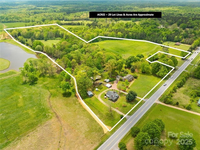 4896 Pageland Hwy, Lancaster, SC 29720 - aerial view of property's location featuring a nearby body of water and property parcel outlined