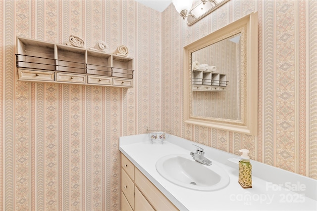 4896 Pageland Hwy, Lancaster, SC 29720 - bathroom featuring vanity and wallpapered walls
