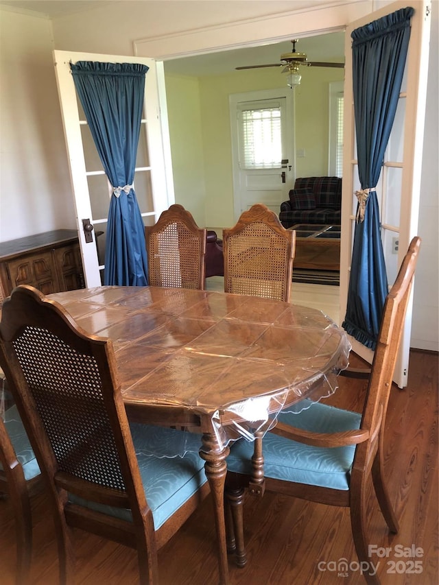 4896 Pageland Hwy, Lancaster, SC 29720 - dining space with wood finished floors and ceiling fan