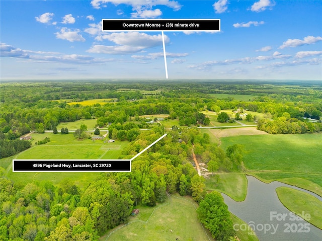 4896 Pageland Hwy, Lancaster, SC 29720 - drone / aerial view of a forest and a nearby body of water