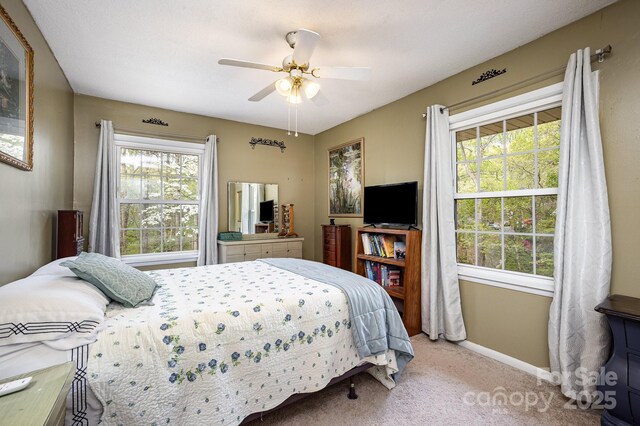 147 Spring Shore Rd, Statesville, NC 28677 - bedroom with carpet, baseboards, and ceiling fan