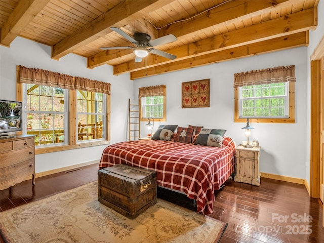 120 Ashley Ct, Mill Spring, NC 28756 - bedroom featuring visible vents, baseboards, multiple windows, and wood ceiling