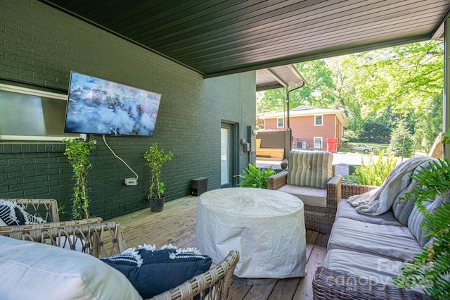 deck with an outdoor living space