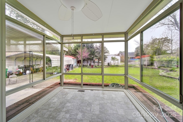 view of unfurnished sunroom