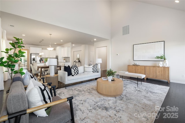 1005 Argentium Way, Waxhaw, NC 28173 - living area with dark wood-style flooring and recessed lighting