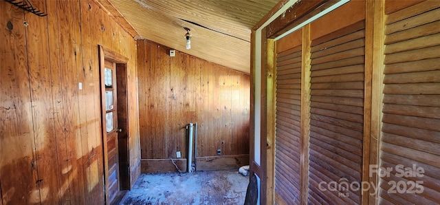 interior space with wooden walls