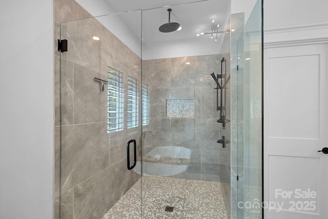 bathroom featuring a stall shower