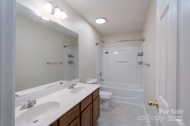 1144 Spicewood Pines Rd, Fort Mill, SC 29708 - full bathroom featuring toilet, double vanity, shower / tub combination, and tile patterned flooring