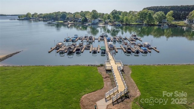 view of water feature with a boat dock