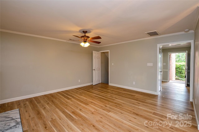 10805 Winterbourne Ct, Charlotte, NC 28277 - spare room featuring light wood-type flooring, ceiling fan, baseboards, and visible vents