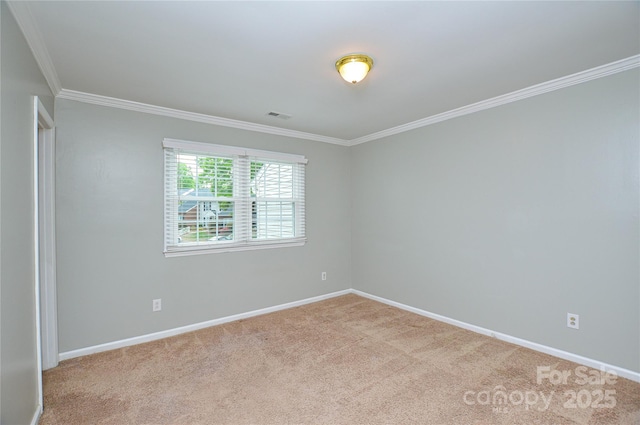 10805 Winterbourne Ct, Charlotte, NC 28277 - spare room featuring carpet flooring, visible vents, baseboards, and crown molding