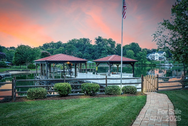 220 Chandeleur Dr, Mooresville, NC 28117 - surrounding community featuring a water view, a gazebo, and a gate