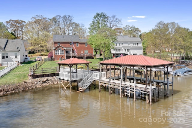 220 Chandeleur Dr, Mooresville, NC 28117 - dock with a gazebo, boat lift, and a water view