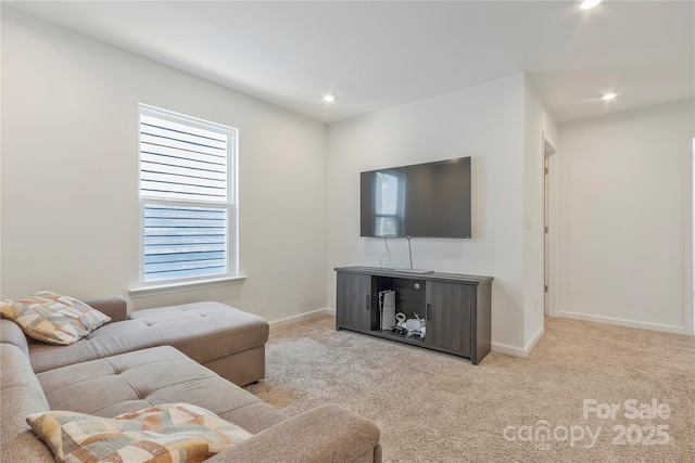 14224 Canemeadow Dr, Charlotte, NC 28278 - living area featuring carpet flooring, baseboards, and recessed lighting