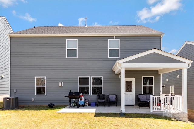 14224 Canemeadow Dr, Charlotte, NC 28278 - back of house featuring central AC unit, a patio, and a yard