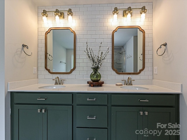 10035 Mast Cove Ln, Charlotte, NC 28278 - full bath with double vanity and decorative backsplash