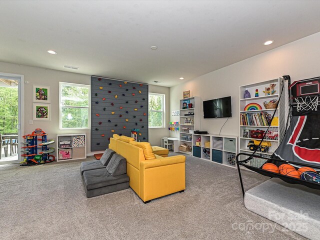 10035 Mast Cove Ln, Charlotte, NC 28278 - playroom with carpet floors, plenty of natural light, and recessed lighting