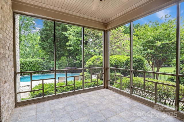 view of unfurnished sunroom
