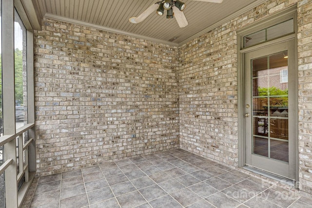 exterior space featuring ceiling fan