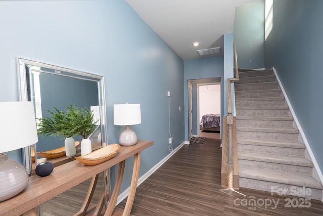 2932 Pirates Pl, Charlotte, NC 28216 - stairs featuring baseboards and wood finished floors