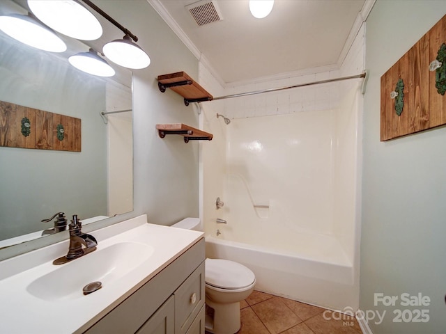 3530 Farm Lake Dr SW, Concord, NC 28027 - bathroom featuring shower / washtub combination, vanity, visible vents, toilet, and tile patterned floors