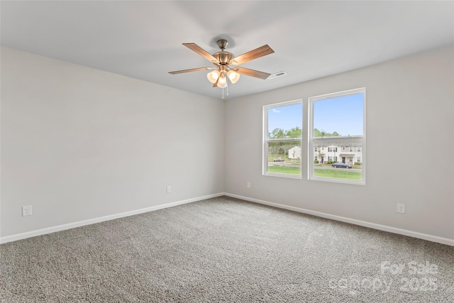 221 Century Dr, Salisbury, NC 28147 - unfurnished room with visible vents, baseboards, carpet flooring, and ceiling fan
