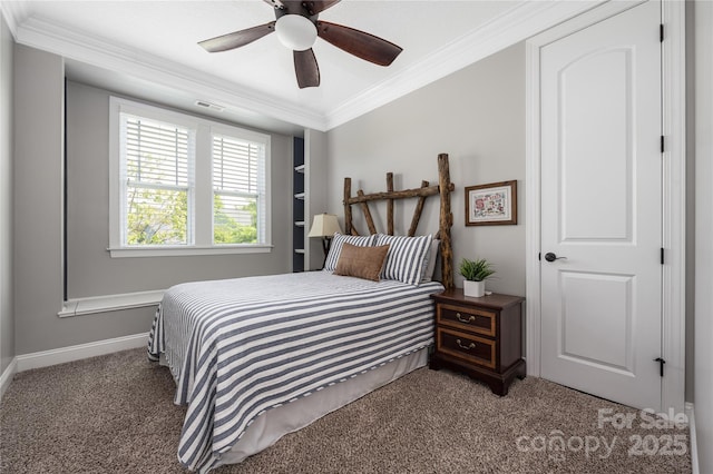 12942 Blakemore Ave, Huntersville, NC 28078 - bedroom featuring baseboards, ornamental molding, visible vents, and carpet