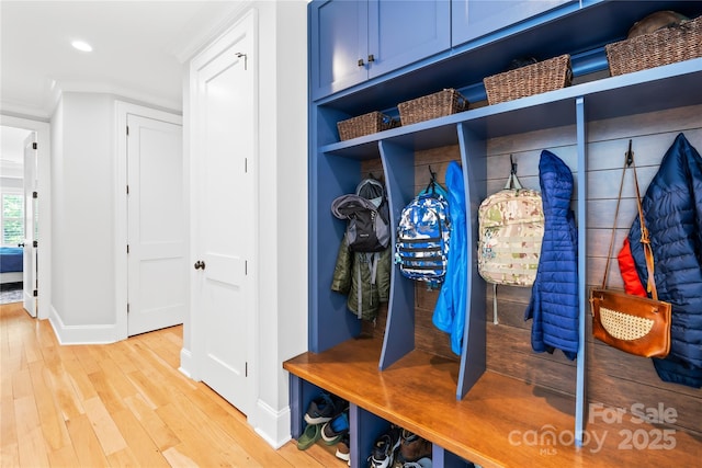 108 Castleview Ln, Mooresville, NC 28115 - mudroom with recessed lighting, light wood finished floors, and baseboards