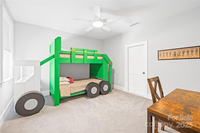 108 Castleview Ln, Mooresville, NC 28115 - bedroom featuring baseboards, visible vents, carpet floors, and ceiling fan