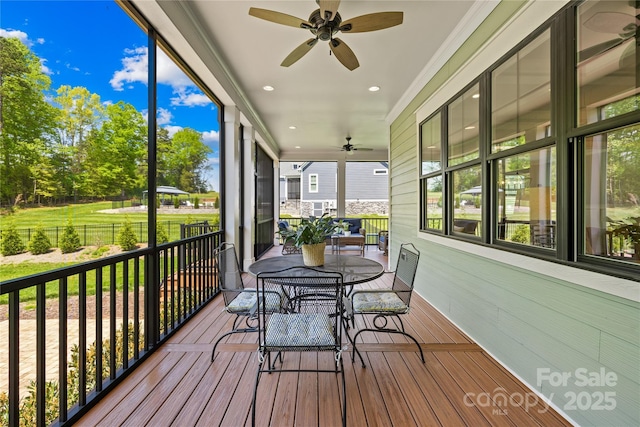 108 Castleview Ln, Mooresville, NC 28115 - sunroom / solarium featuring a ceiling fan