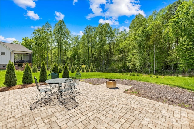 108 Castleview Ln, Mooresville, NC 28115 - view of patio featuring fence and outdoor dining area