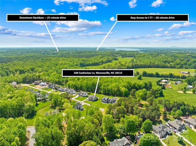 108 Castleview Ln, Mooresville, NC 28115 - aerial view with a view of trees and a residential view