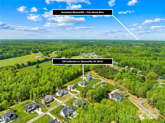 108 Castleview Ln, Mooresville, NC 28115 - drone / aerial view featuring a forest view and a residential view