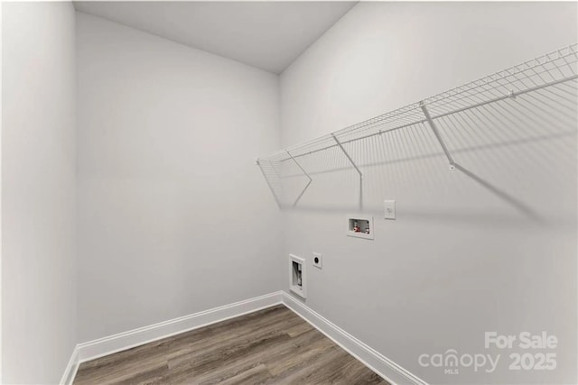 1469 Mocksville Hwy Unit 21, Statesville, NC 28625 - clothes washing area with electric dryer hookup, wood finished floors, washer hookup, and baseboards
