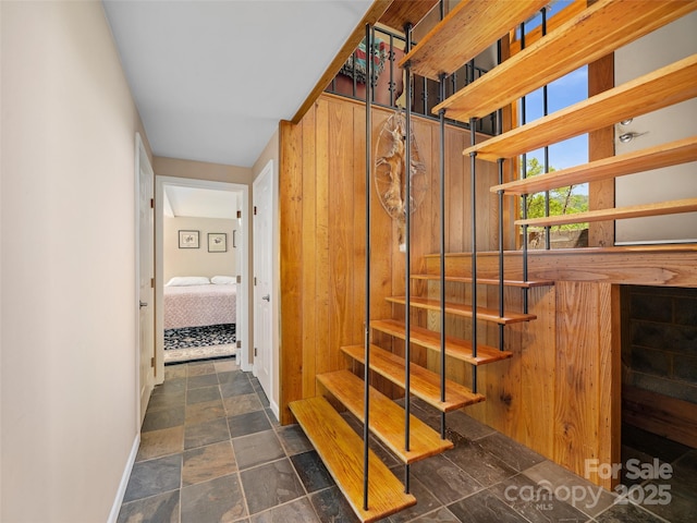 19 Old Patton Hill Rd, Swannanoa, NC 28778 - stairway featuring baseboards and stone finish flooring