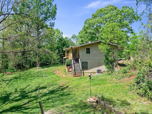 19 Old Patton Hill Rd, Swannanoa, NC 28778 - view of green lawn with stairway and central AC unit