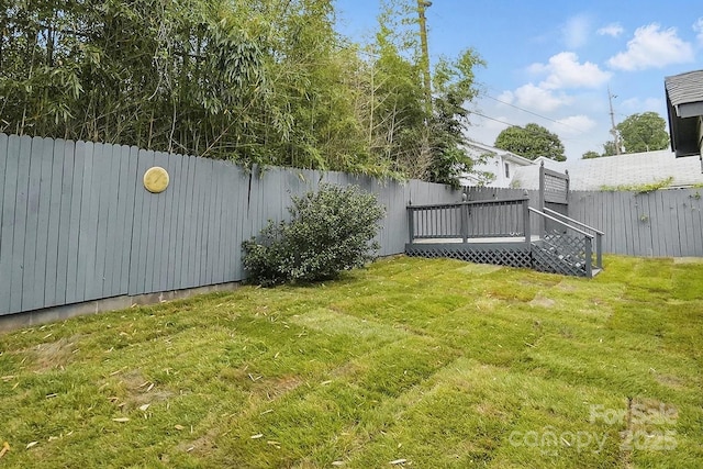 view of yard featuring a fenced backyard