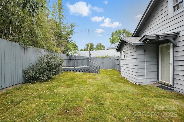 view of yard featuring a fenced backyard