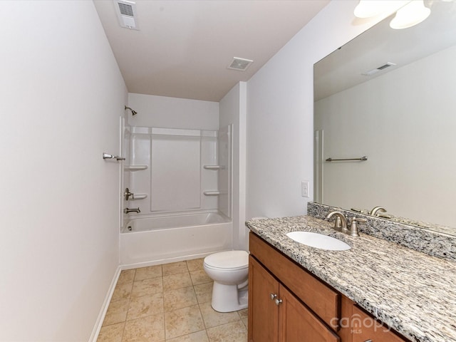 15747 Reynolds Dr, Indian Land, SC 29707 - full bath featuring toilet, vanity, washtub / shower combination, and visible vents
