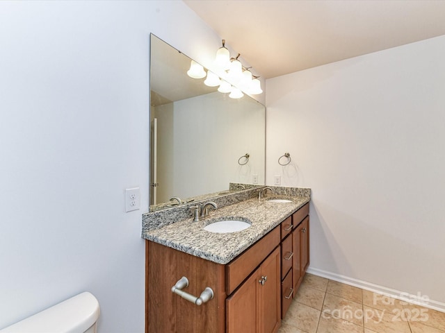 15747 Reynolds Dr, Indian Land, SC 29707 - bathroom featuring tile patterned flooring, double vanity, toilet, and a sink