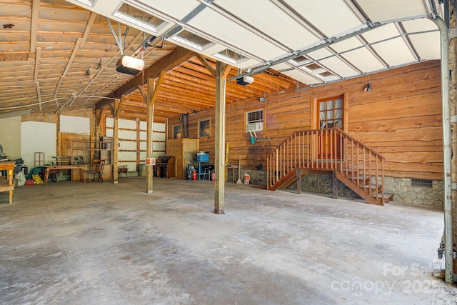 garage with a garage door opener