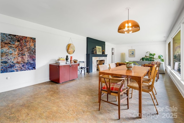 80 Sunset Dr, Marshall, NC 28753 - dining area featuring a fireplace and baseboards