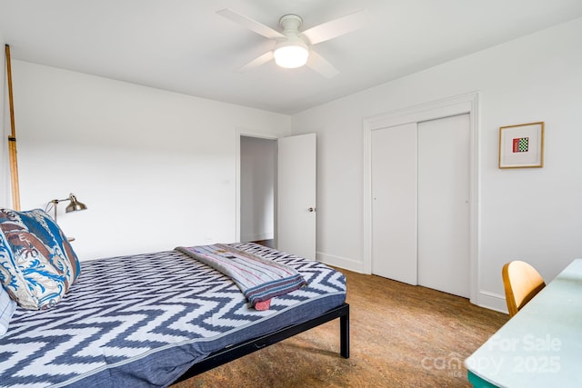 80 Sunset Dr, Marshall, NC 28753 - bedroom with a closet, baseboards, and a ceiling fan