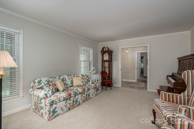 1058 General Hoke Dr, Lincolnton, NC 28092 - living area featuring baseboards, ornamental molding, and carpet