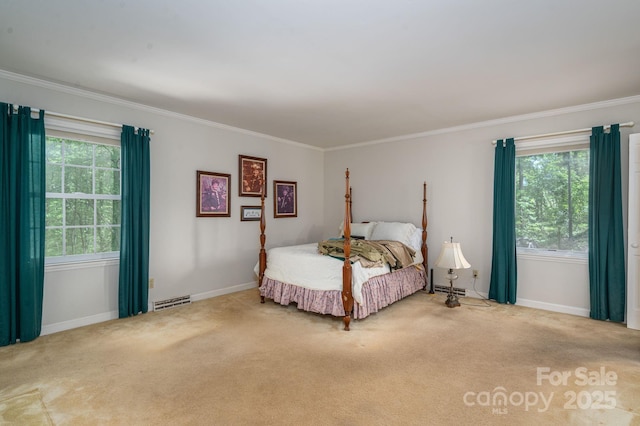 1058 General Hoke Dr, Lincolnton, NC 28092 - carpeted bedroom with baseboards, crown molding, multiple windows, and visible vents
